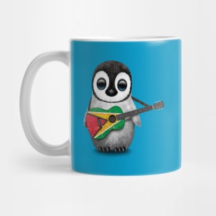 Baby Penguin Playing Guyanese Flag Guitar Mug